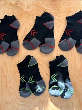 Kids Low-Cut Athletic Socks in Black with Red & Green Accents
